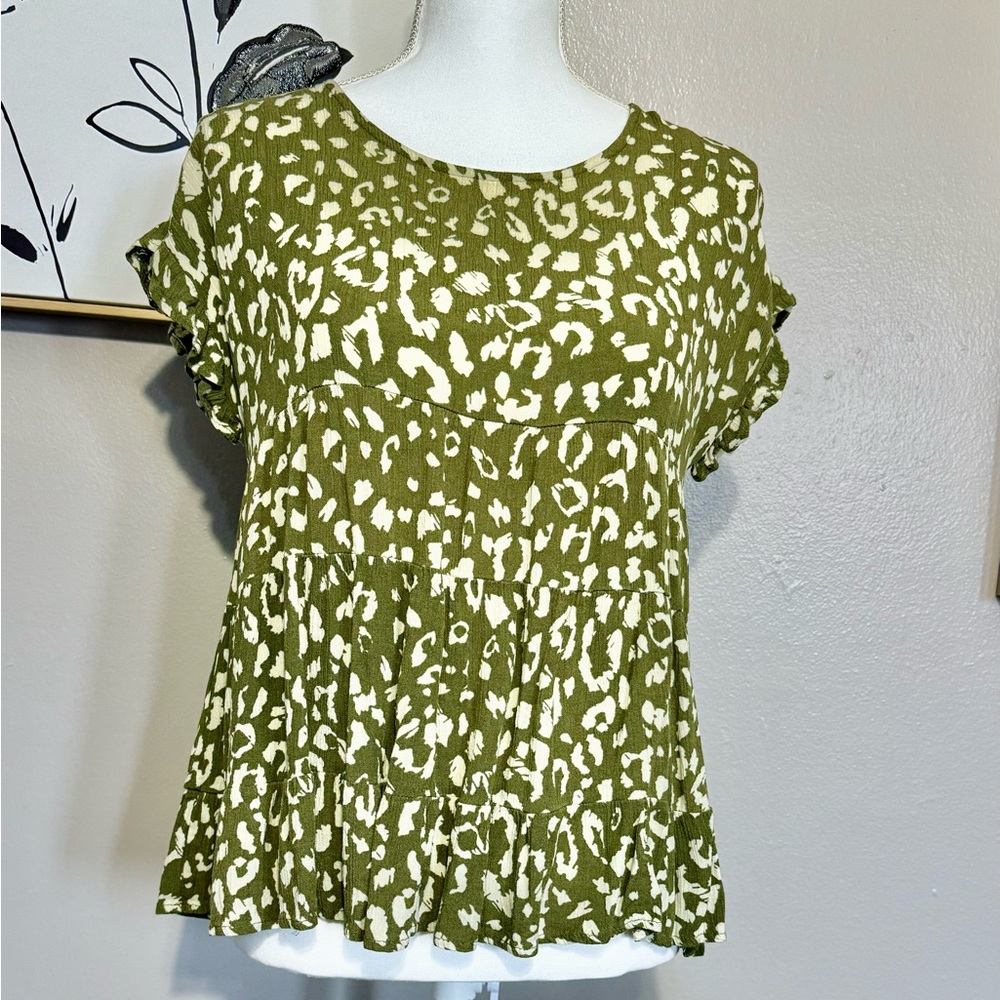 Stylish Olive Patterned Women's Blouse